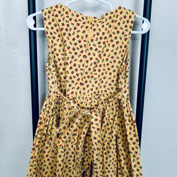 Vintage cherry yellow dress - Picture 4 of 5